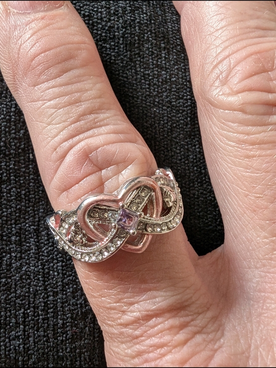 Jewelry - Silver Infinity Heart Ring with Light Purple Stone